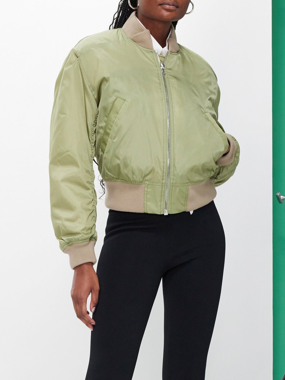 Green Logo-patch cropped nylon bomber jacket | Victoria Beckham ...