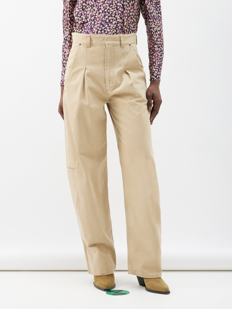 ISABEL MARANT Pleated cotton-blend straight-leg pants | THE OUTNET