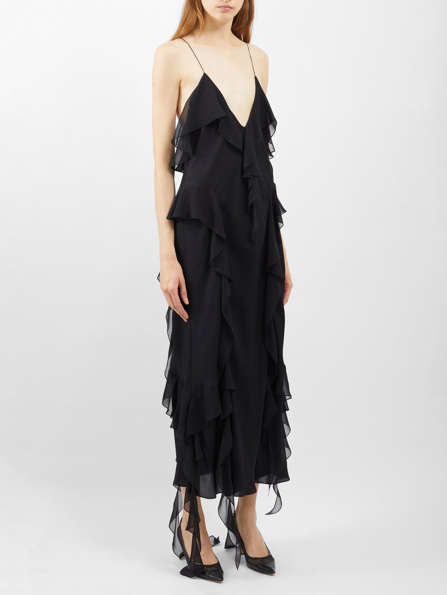 Black Pim ruffled georgette dress | Khaite | MATCHESFASHION UK