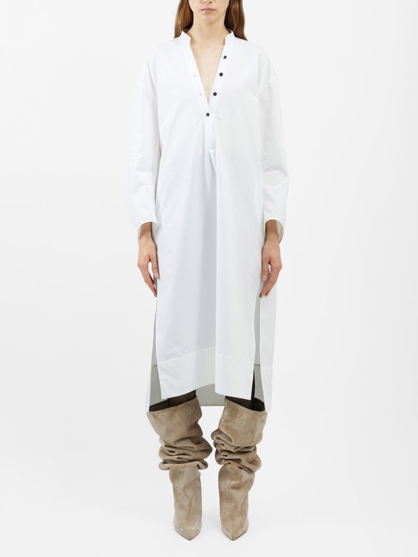 Khaite Brom oversized cotton-twill shirt dress