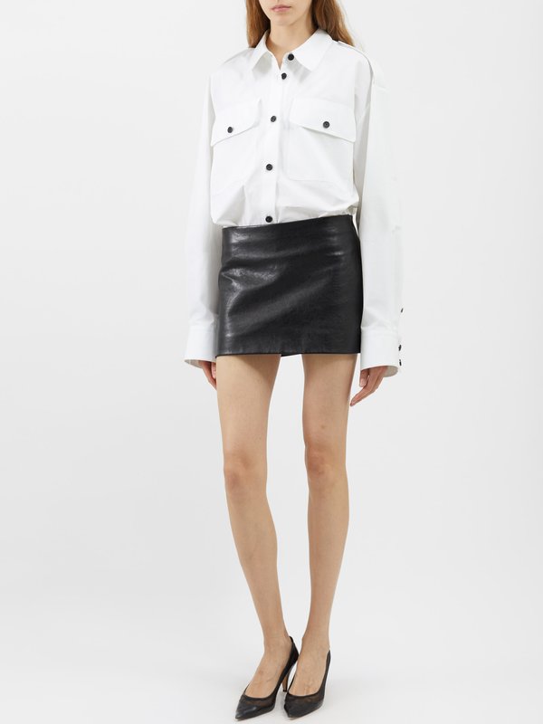 Khaite Jett leather mini skirt
