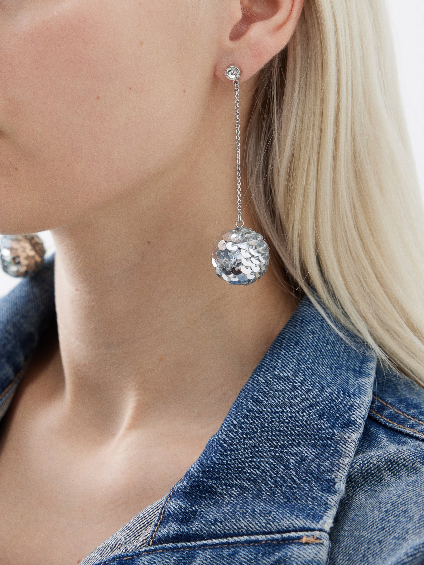 Silver Sequin-embellished earrings | Roxanne Assoulin