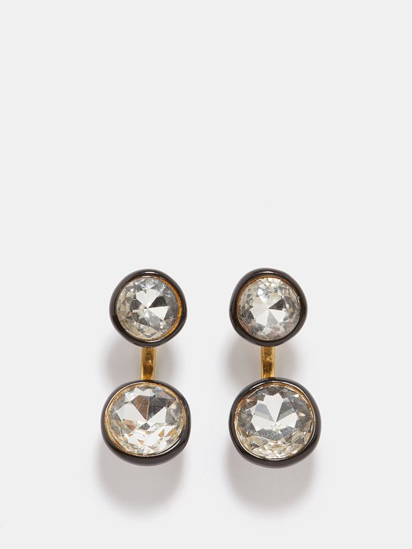 Roxanne Assoulin Back in Black crystal & enamel drop earrings