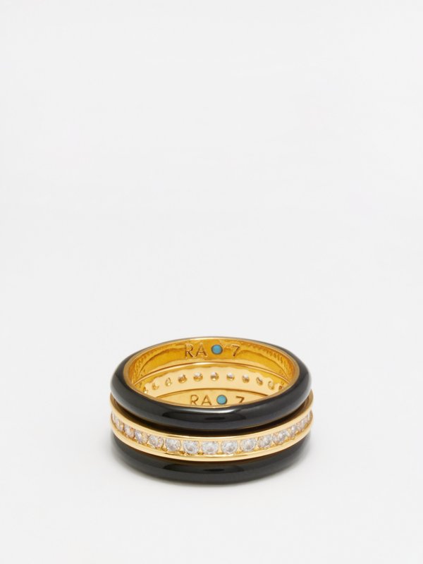 Roxanne Assoulin Bombe crystal & enamel gold-plated ring set