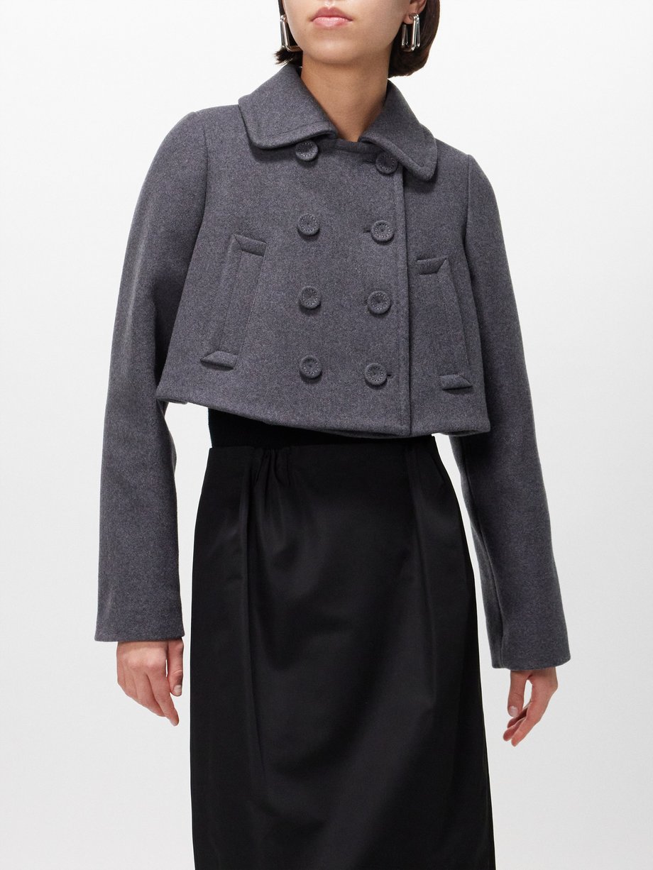 Grey Engel cropped double-breasted wool-blend coat | Altuzarra 