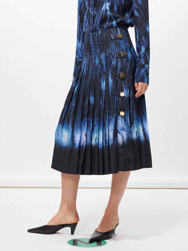 Altuzarra Tullius shibori-dyed pleated crepe midi skirt