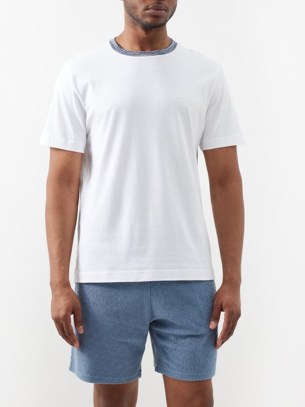 Missoni T-shirt en jersey de coton à col moucheté