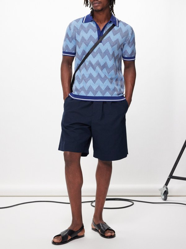 Missoni Zigzag-striped knitted cotton polo shirt