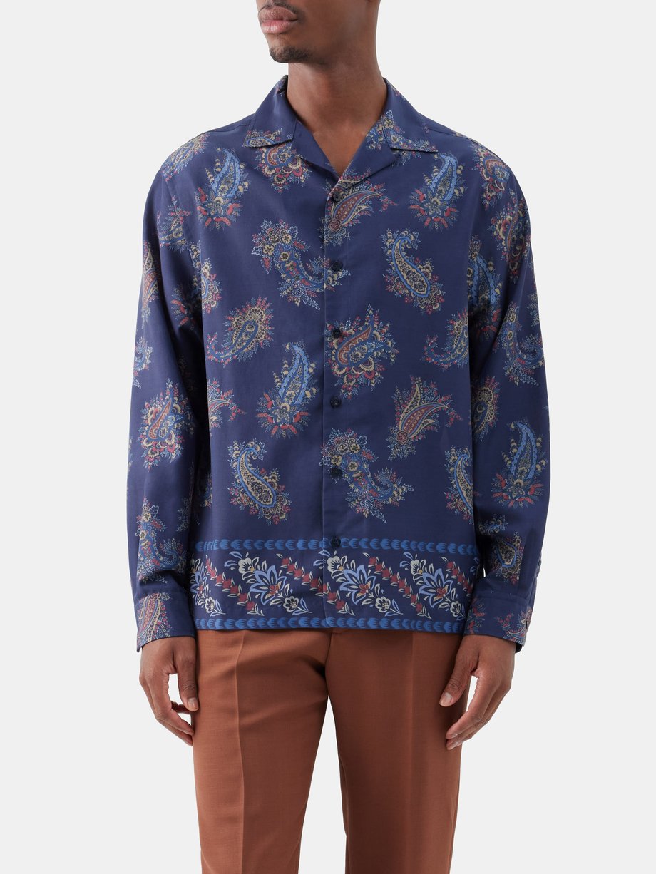 ETRO geometric-print cotton shirt - Blue