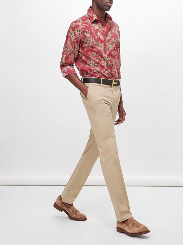 Etro Pegaso-embroidered cotton-blend twill trousers