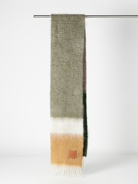 LOEWE Anagram-patch striped felted scarf