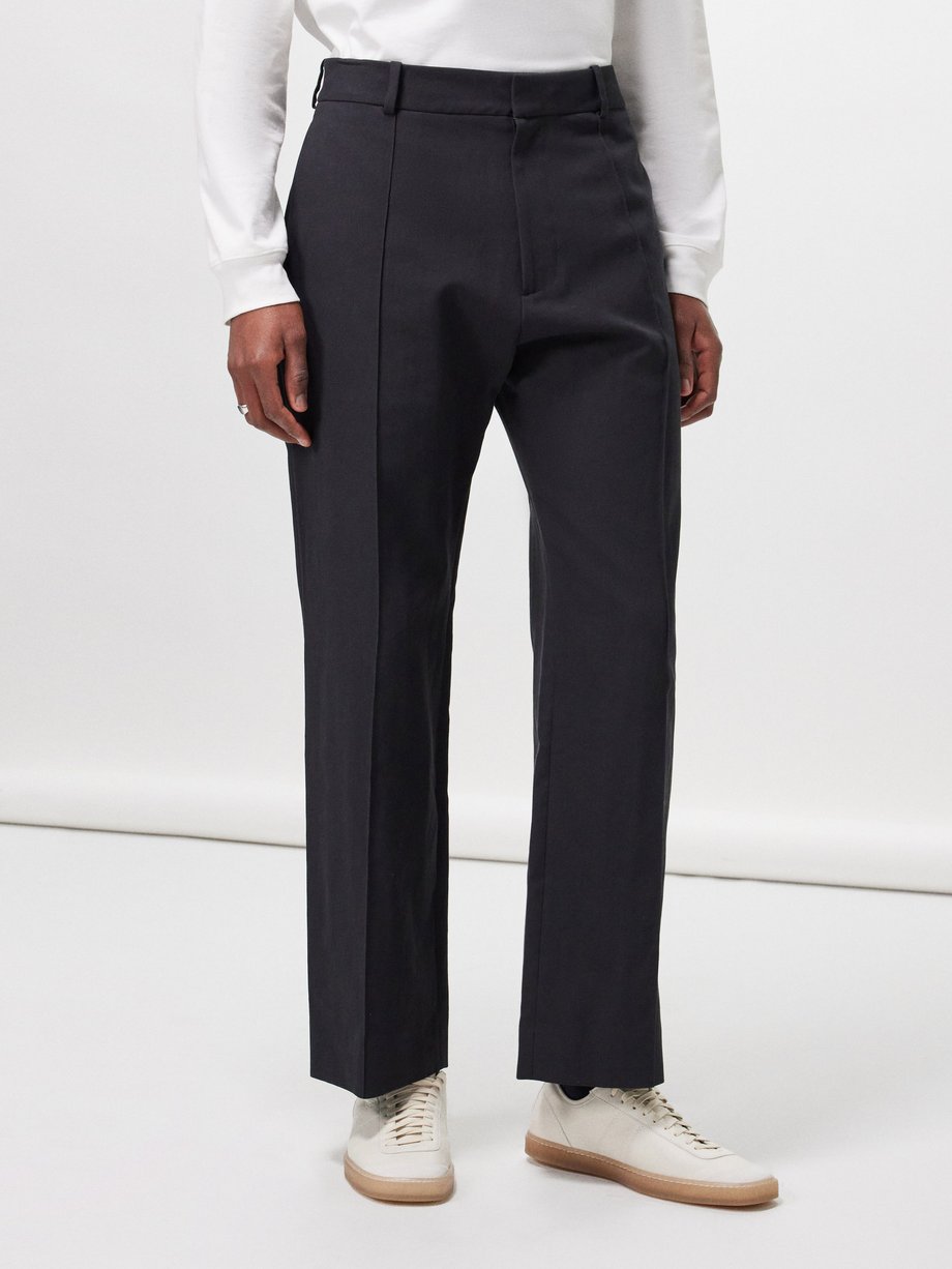 Studio Nicholson Pintuck cotton-blend straight-leg trousers