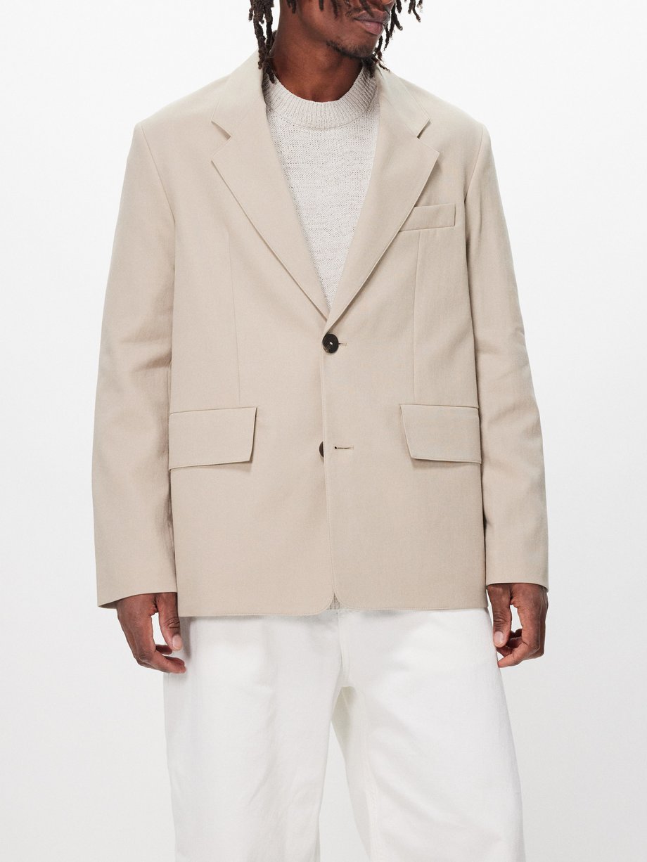 Beige Tailored cotton-blend twill suit jacket | Studio Nicholson ...