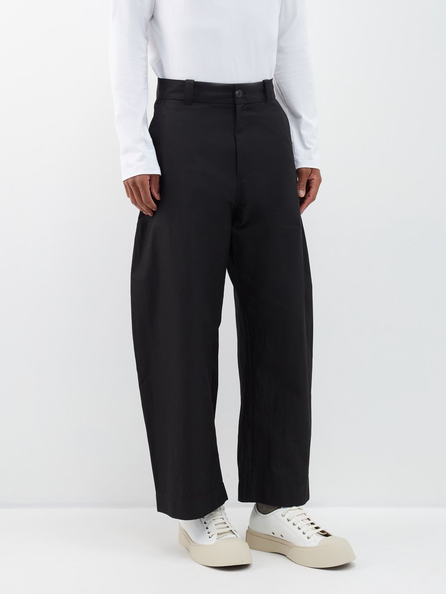 Black Sporty cotton-blend twill wide-leg trousers | Studio Nicholson ...
