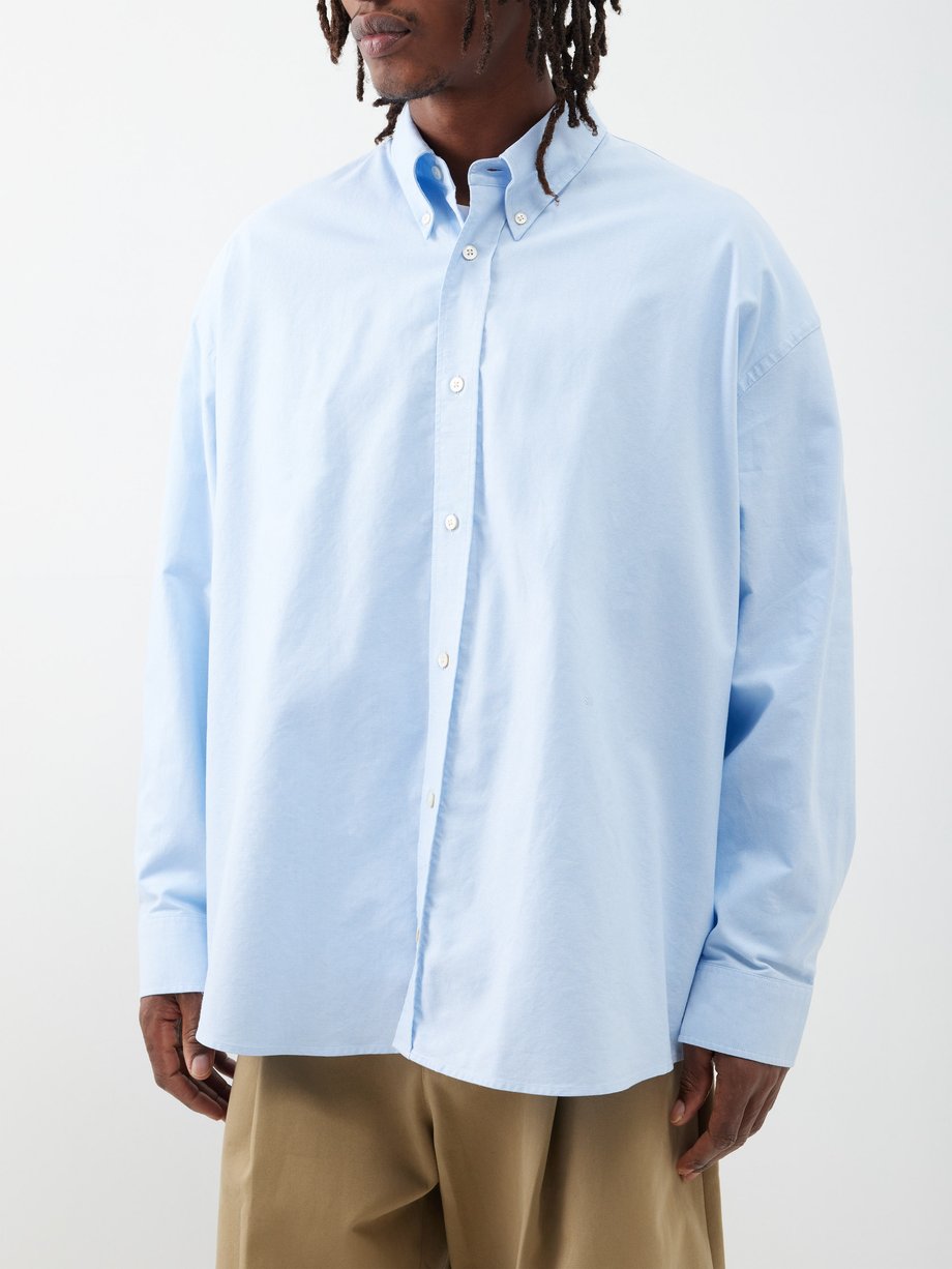 Blue Button-down cotton Oxford shirt | Studio Nicholson | MATCHES UK