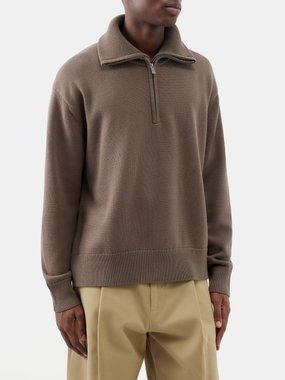Studio Nicholson Zip-neck merino-blend sweater