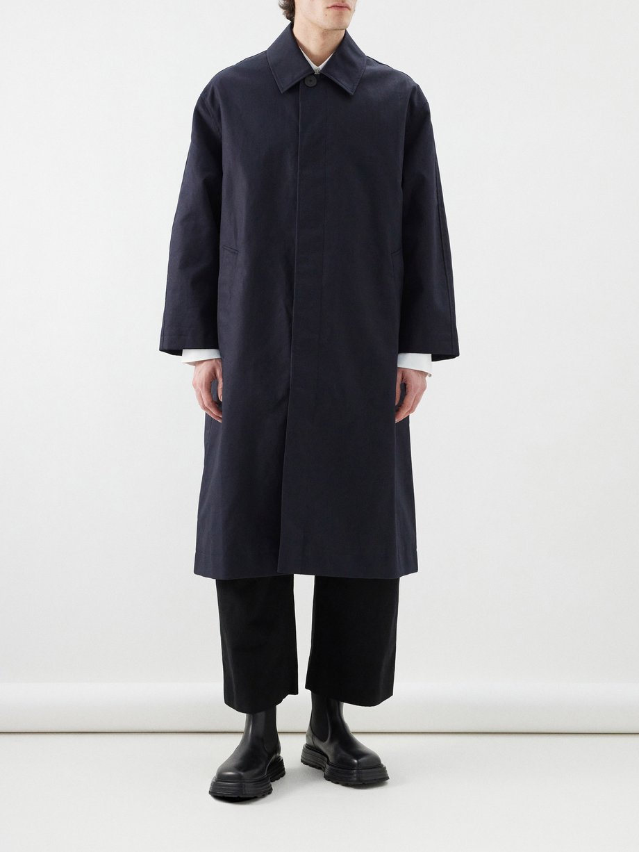 Navy Oversized cotton-blend trench coat | Studio Nicholson | MATCHES UK