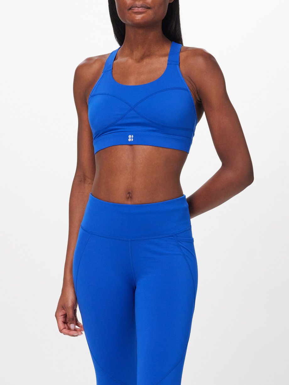 Blue Power medium-impact jersey sports bra, Sweaty Betty