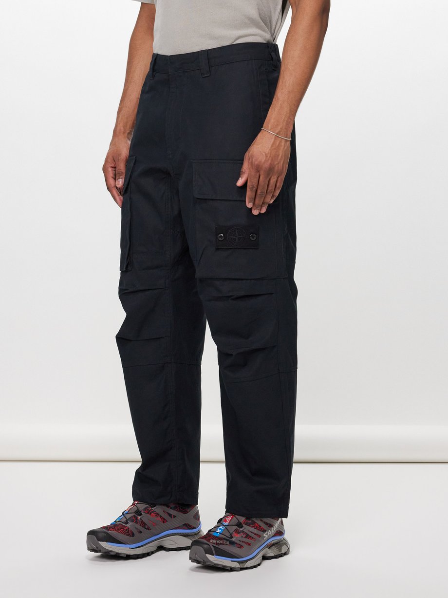 Black Ghost cotton-canvas cargo trousers | Stone Island | MATCHES UK