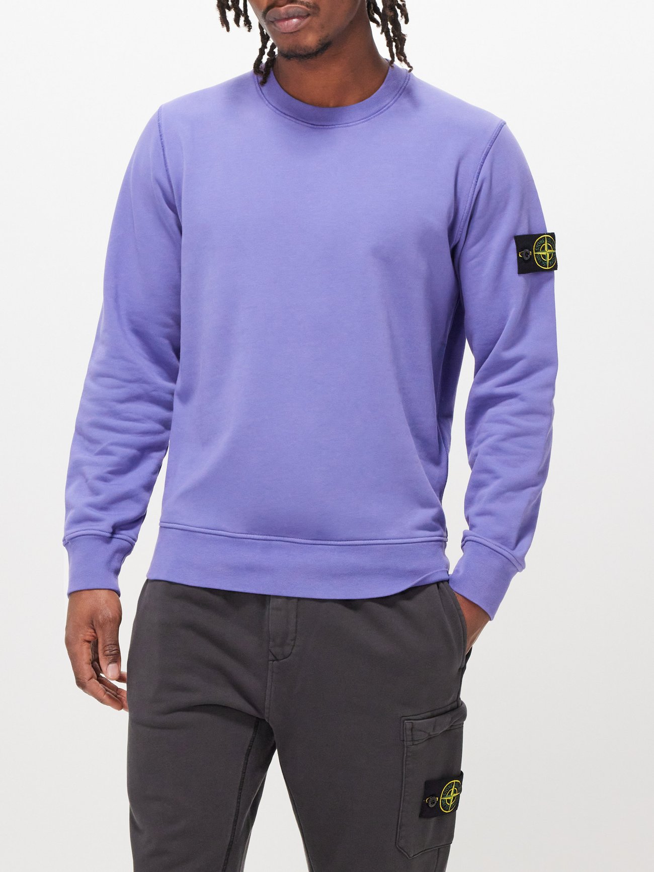 STONE ISLAND Logo-Appliquéd Cotton-Jersey Sweatshirt for Men