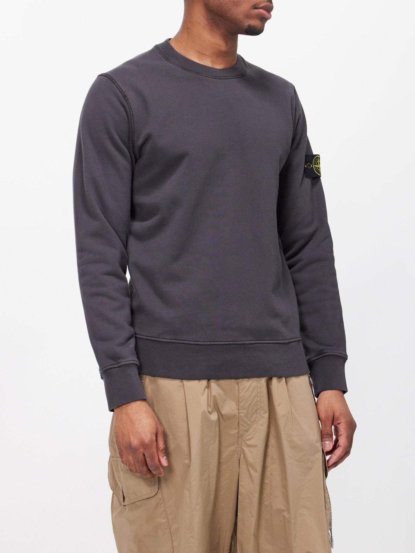 Logo patch cotton jersey sweatshirt Stone Island