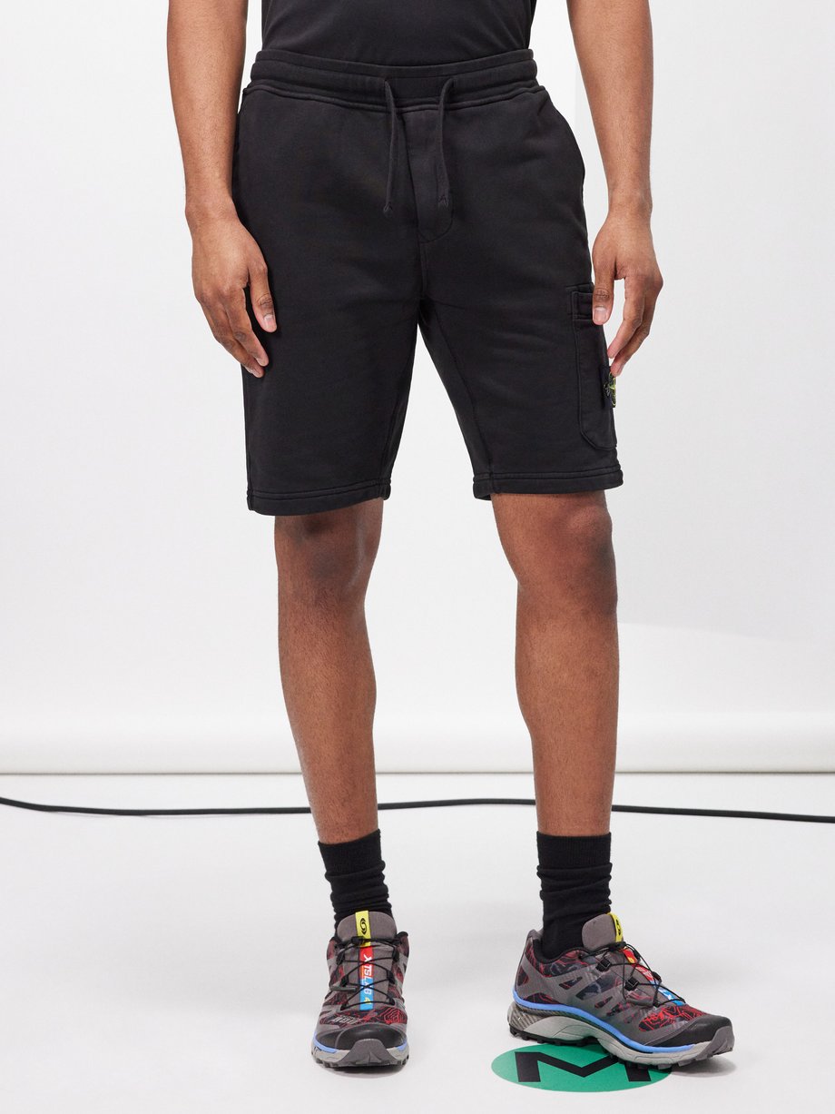 Black Patch-pocket cotton-fleece shorts | Stone Island | MATCHES UK