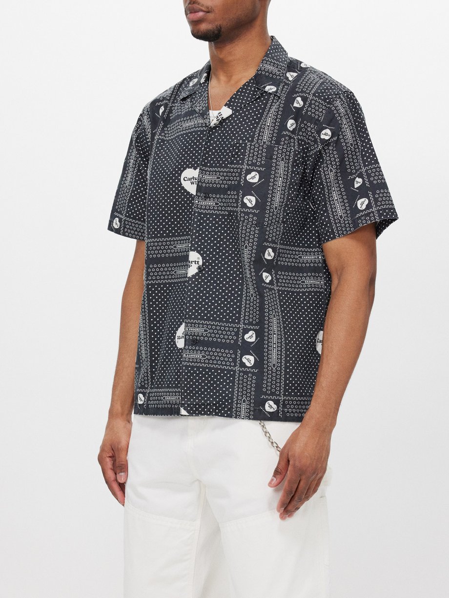 Prada Heart Print Poplin Shirt in White for Men