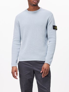 Stone Island Logo-patch ribbed-knit cotton sweater