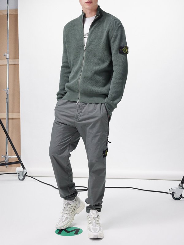 Stone Island Logo-patch ribbed cotton sweater