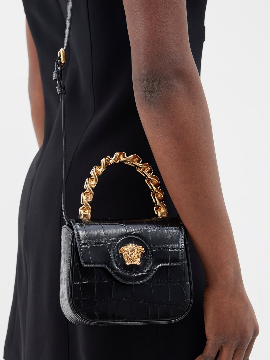 Black La Medusa mini crocodile effect-leather bag | Versace | MATCHES UK
