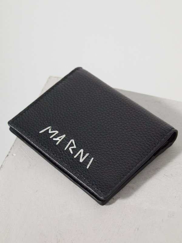 Marni Logo-embroidered leather bi-fold cardholder