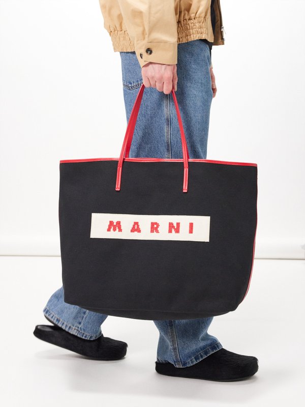 Marni Logo-jacquard cotton-canvas tote bag