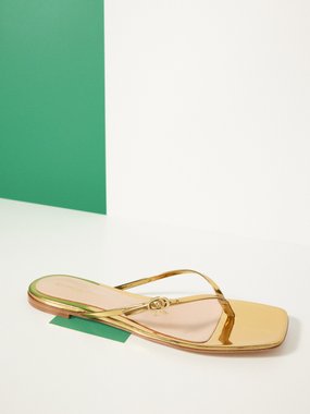 Gianvito Rossi Thong-strap metallic-leather sandals