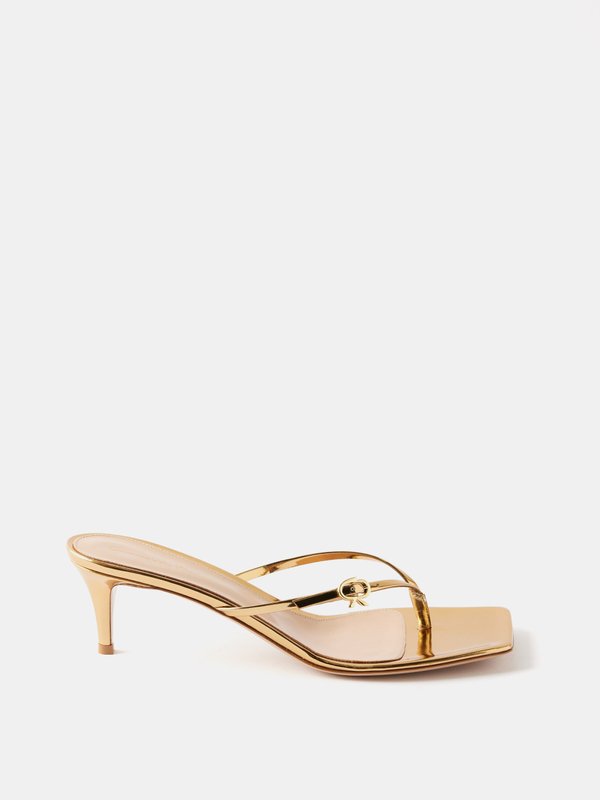 Gianvito Rossi Thong-strap 55 metallic-leather sandals