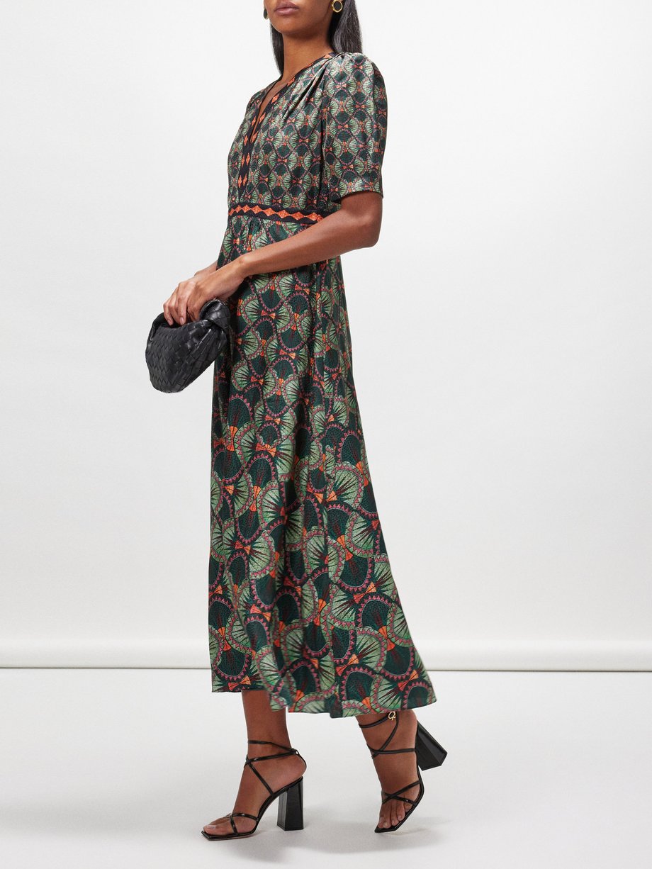 Print Tabitha printed silk-satin midi dress | Saloni | MATCHES UK