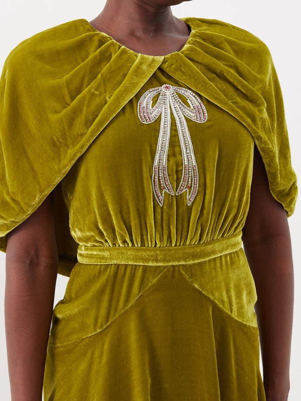Saloni Celeste cape-overlay velvet dress