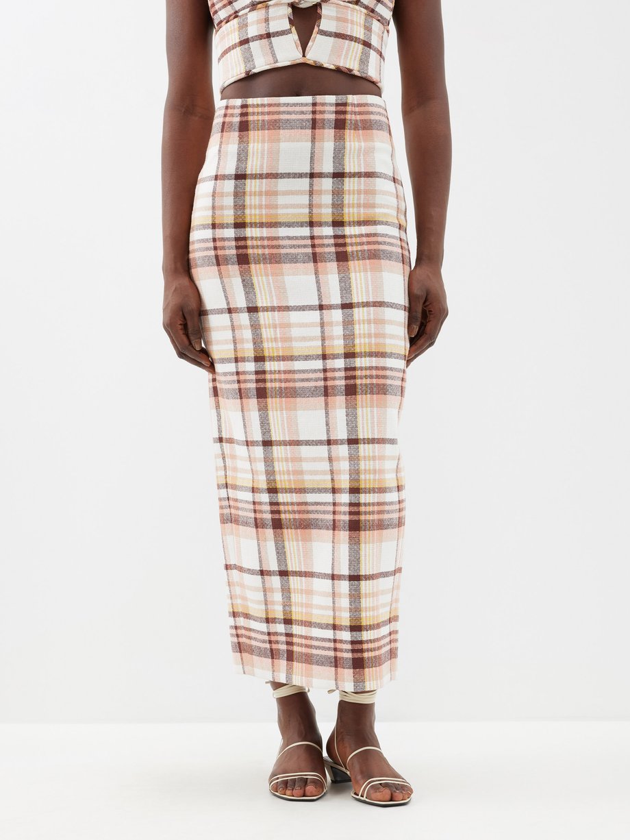 La DoubleJ patterned-jacquard midi pencil skirt - Neutrals