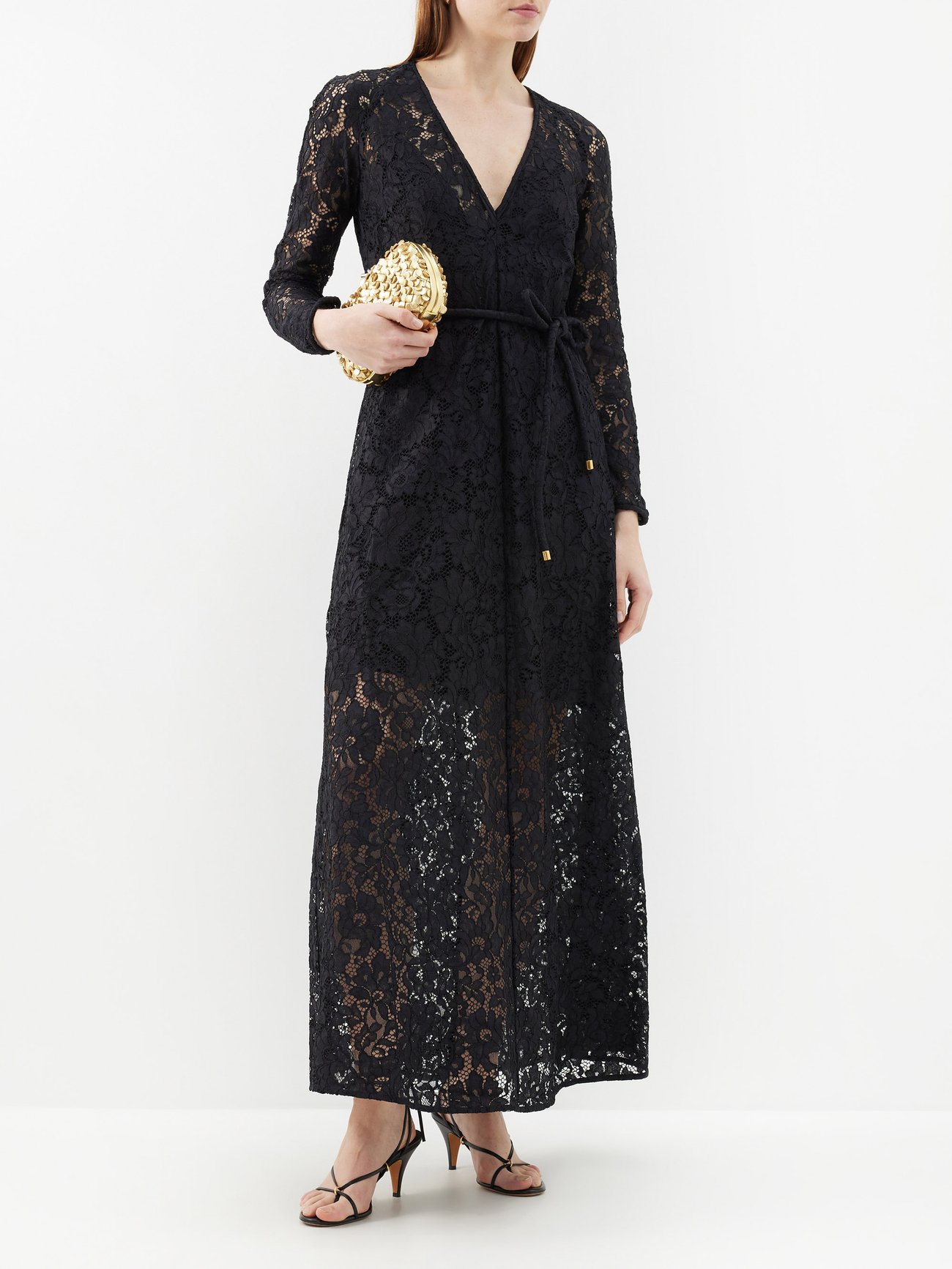Black Lace Midi Dress - MEMORANDUM
