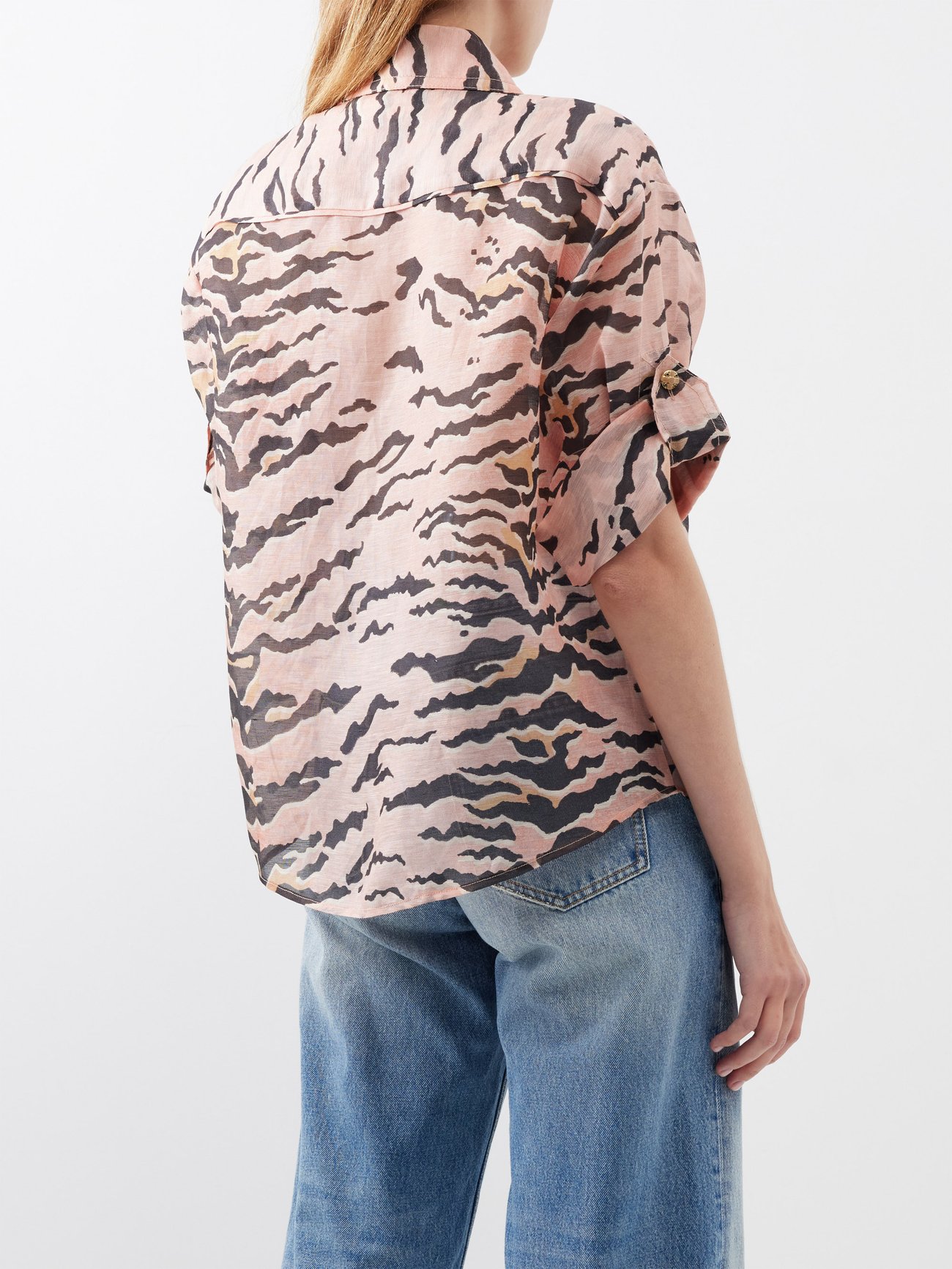 Zimmermann Matchmaker Safari Shirt, Pink Tiger, Size 2