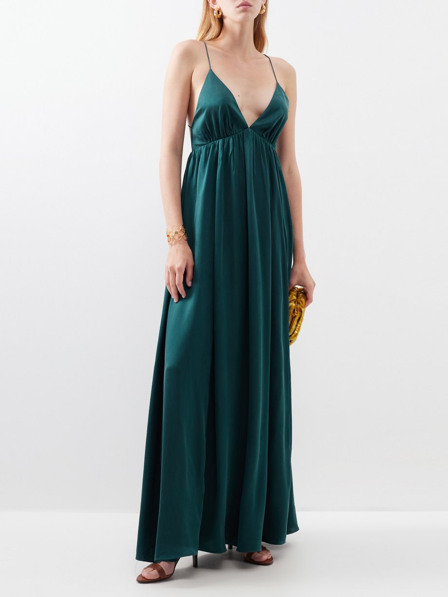 Green Plunge-neck silk slip dress | Zimmermann | MATCHES UK
