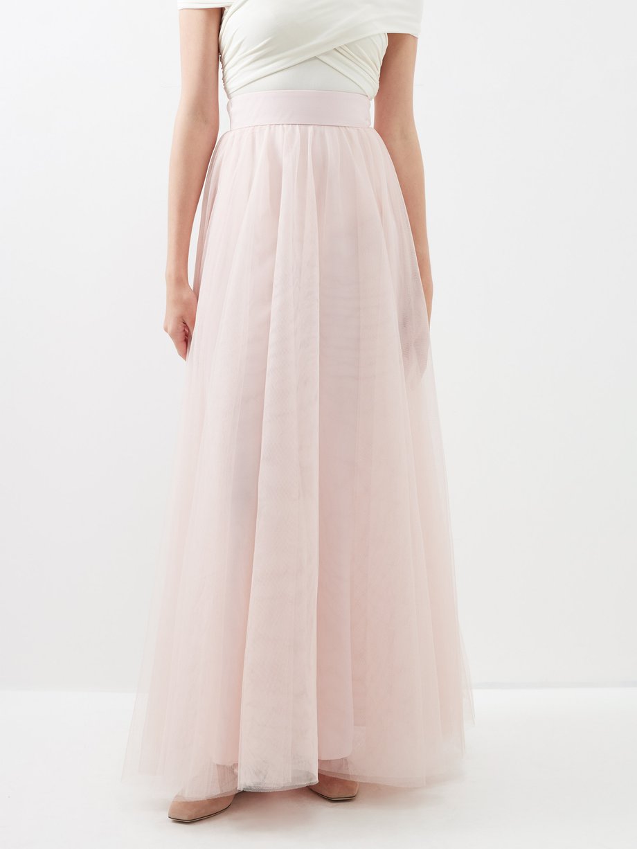 Pink High-rise tulle maxi skirt, Zimmermann