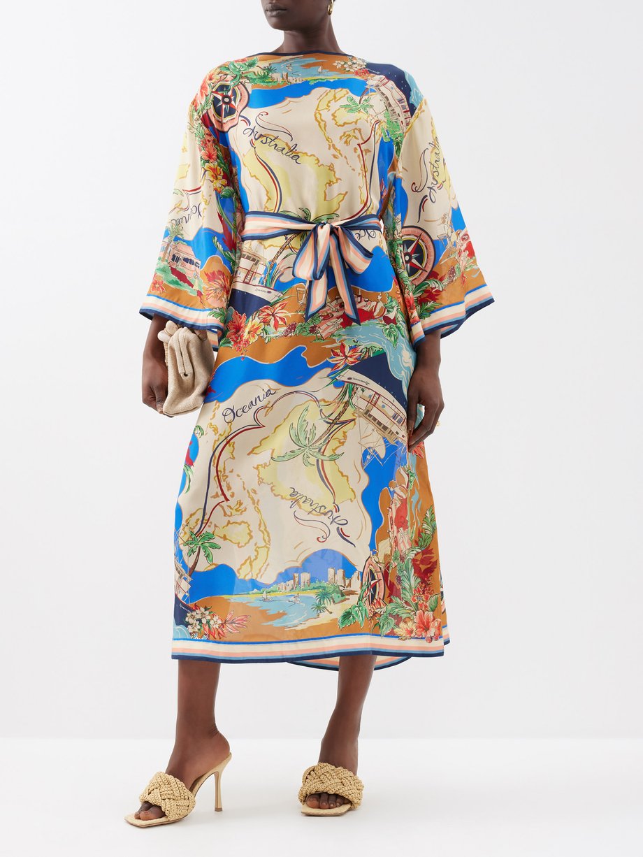 Tropical map print kaftan dress sale