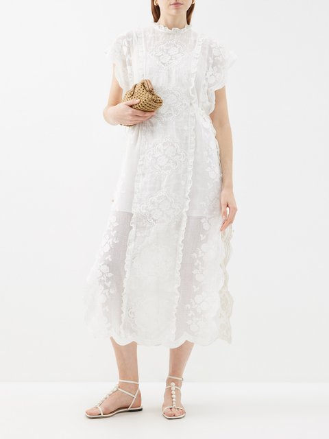 White Junie cotton lace midi dress, Zimmermann