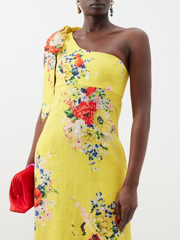 Zimmermann Alight asymmetric floral-print linen midi dress