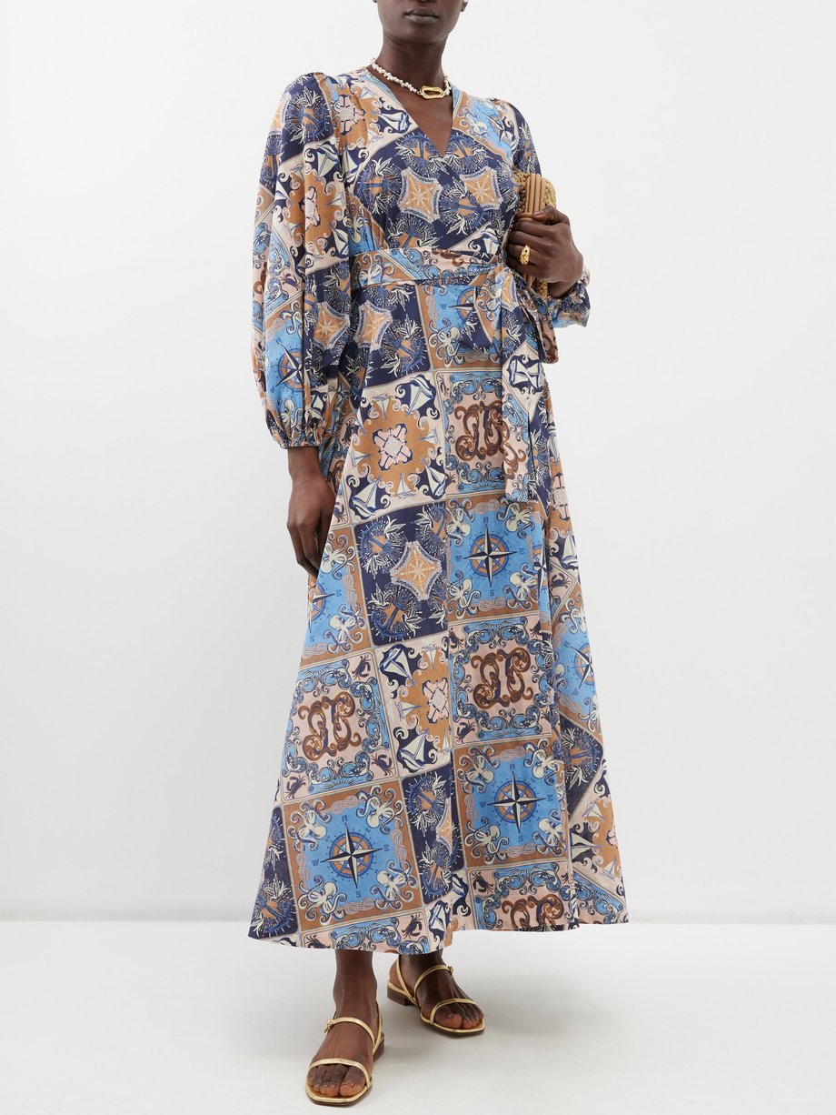 Blue print Alight cotton wrap dress | Zimmermann | MATCHES UK