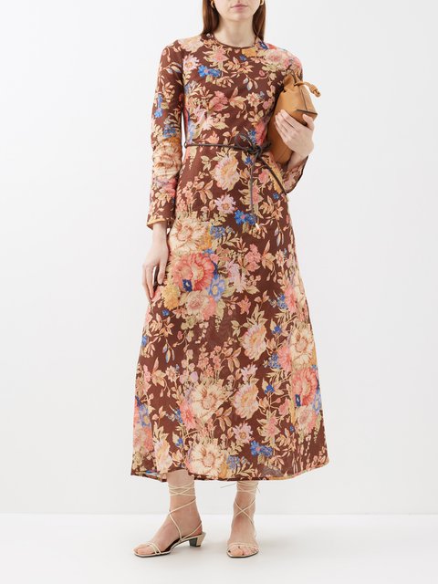 Womens Matteau brown Floral Cut-Out Maxi Dress