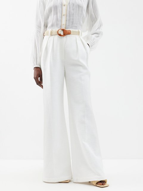 White Kori cotton wide-leg trousers, posse