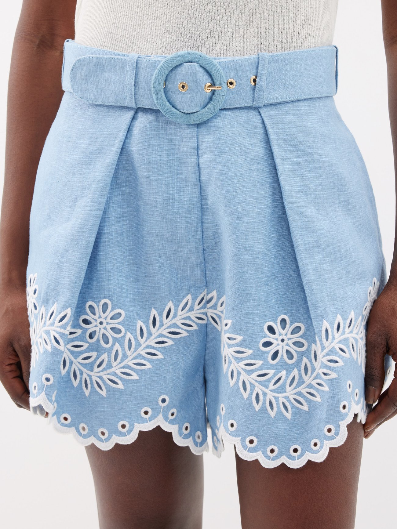 Junie Embroidered Linen Shorts