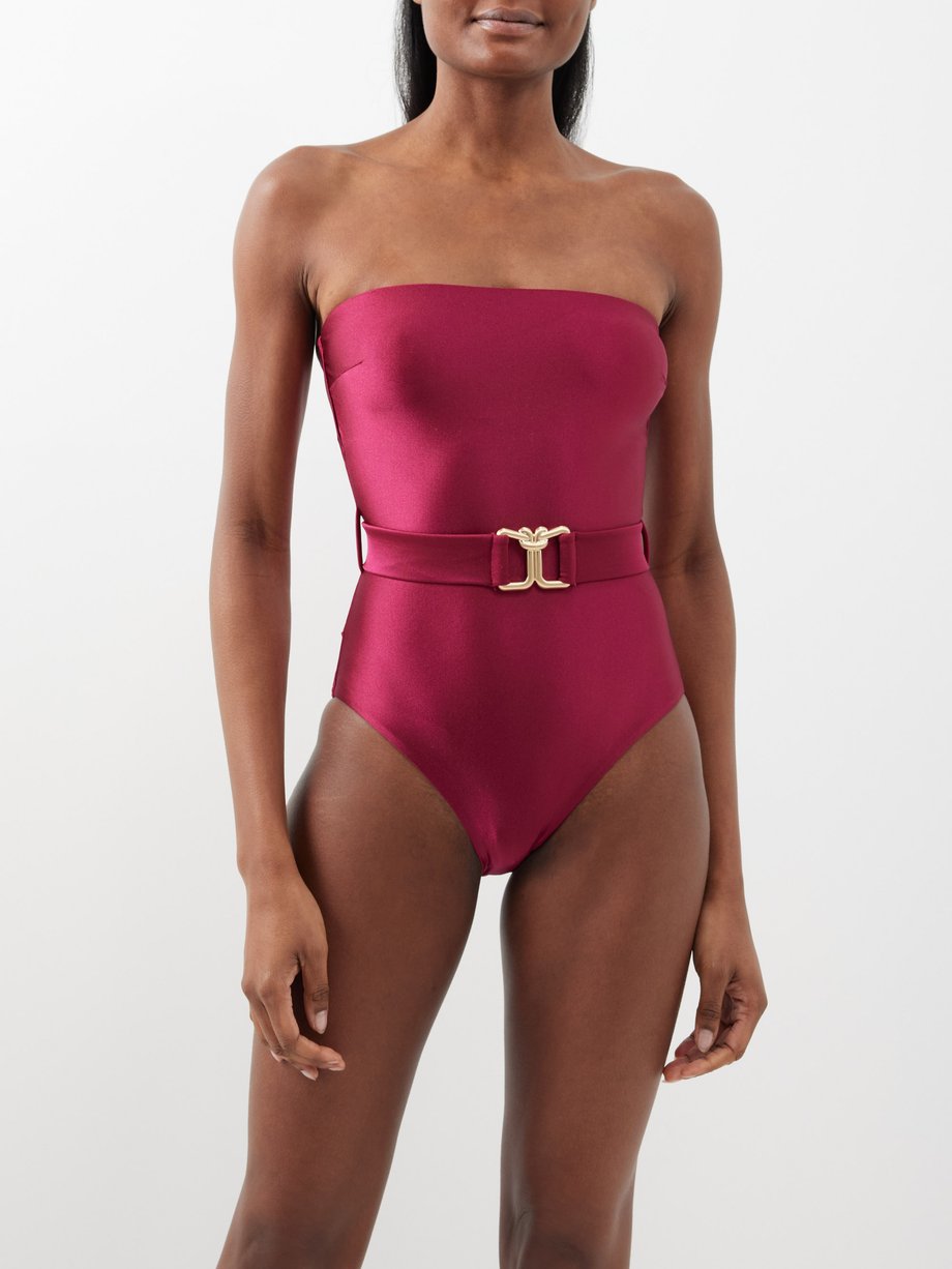 Red Lexi bandeau belted swimsuit, Zimmermann