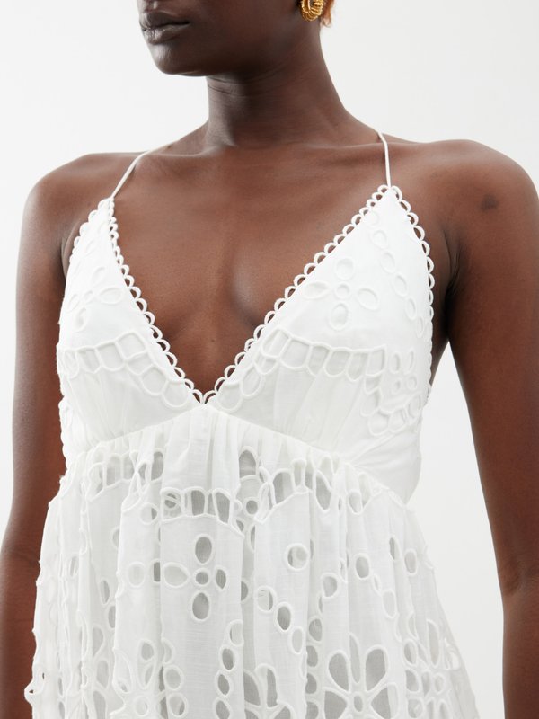 Zimmermann Lexi floral-embroidered cotton slip dress